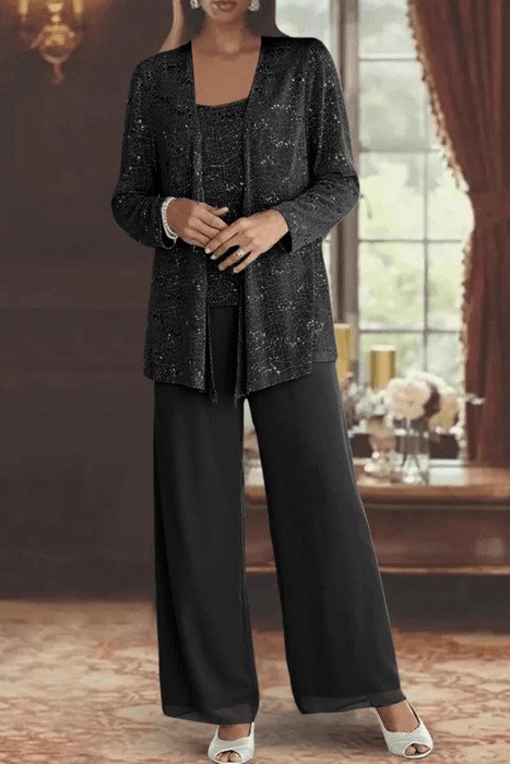 Miriam Sequin Lace Trouser Suit – Women's 3 - Piece Wide Leg Wedding Guest Suit - Monsta Online