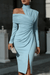 Delphina One Shoulder Midi Dress – Women's Asymmetric High Neck Draped Dress - Monsta Online