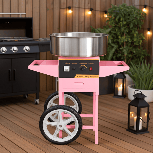 Heavy - Duty 1000W Cotton Candy Machine with Mobile Cart and Steel Bowl - Monsta Online