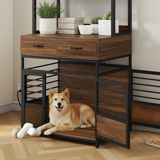 Multi Functional 32" Dog Crate Furniture with Storage Shelves and Heavy Duty Cage - Monsta Online