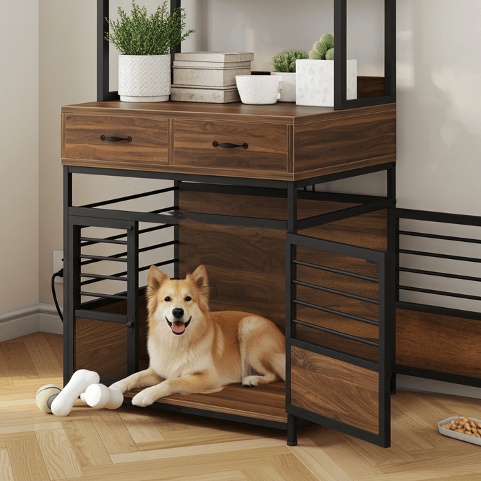 Multi Functional 32" Dog Crate Furniture with Storage Shelves and Heavy Duty Cage - Monsta Online