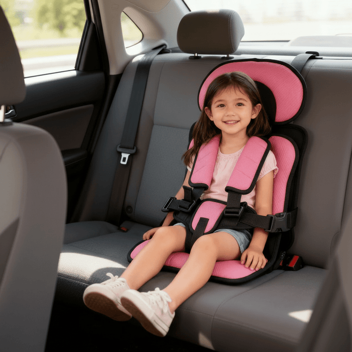 Portable Foldable Child Booster Seat – Lightweight Travel Car Seat with Safety Harness - Monsta Online