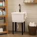 1 - Basin Freestanding Utility Laundry Sink with Stainless Steel Faucet and Drainboard - Monsta Online