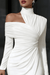 Delphina One Shoulder Midi Dress – Women's Asymmetric High Neck Draped Dress - Monsta Online