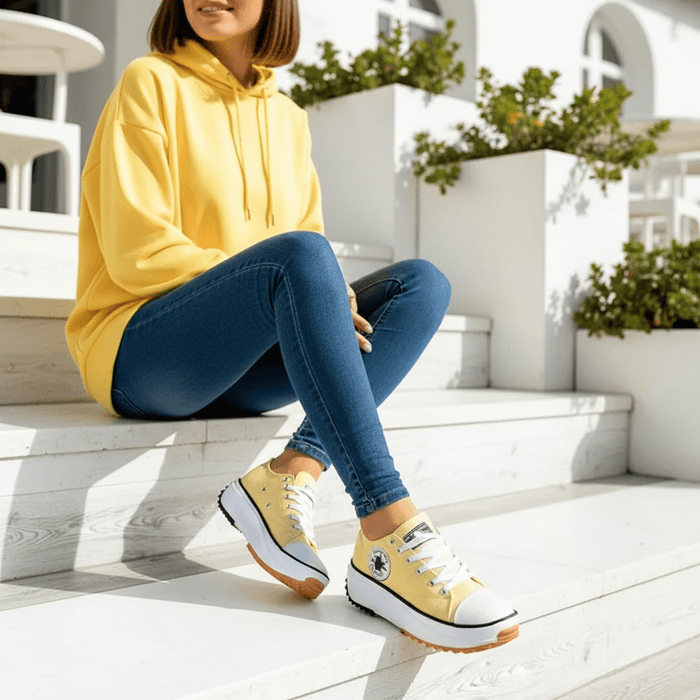 Women's Canvas Sneakers – Casual Lace - Up Flats for Effortless Everyday Elegance - Monsta Online