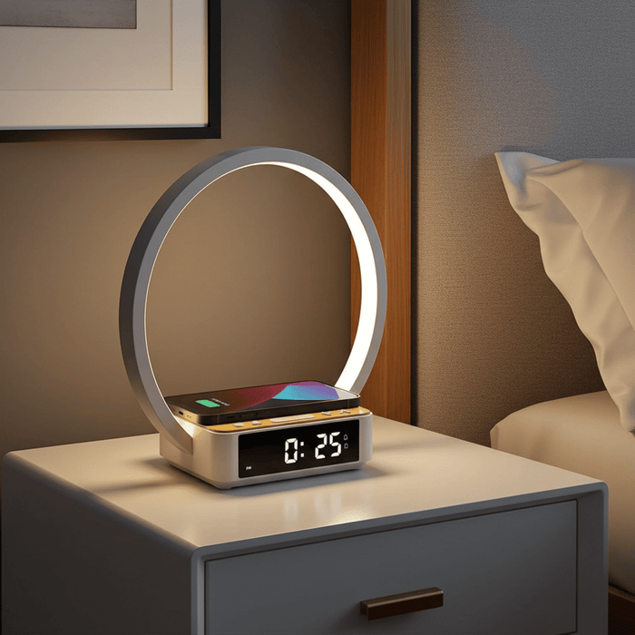 Smart Bedside Lamp with Wireless Charging and Alarm Clock - Monsta Online