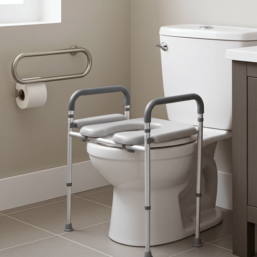 Non - Slip 350LBS Toilet Seat Riser for Seniors with Padded Arms - Monsta Online