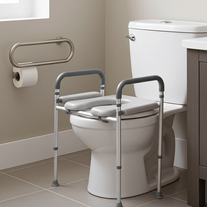 Non - Slip 350LBS Toilet Seat Riser for Seniors with Padded Arms - Monsta Online