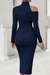 Delphina One Shoulder Midi Dress – Women's Asymmetric High Neck Draped Dress - Monsta Online