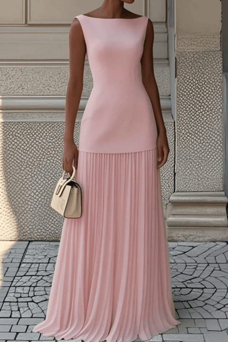 Eline Pleated Maxi Dress – Women's Elegant Sleeveless Floor - Length Formal Dress - Monsta Online