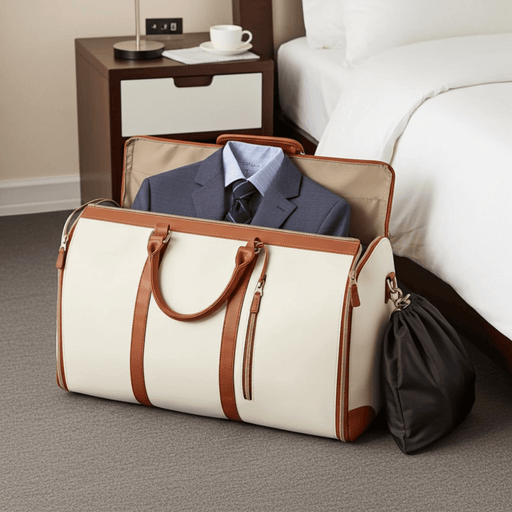 Premium Convertible PU Leather Garment Duffel Travel Bag - Monsta Online