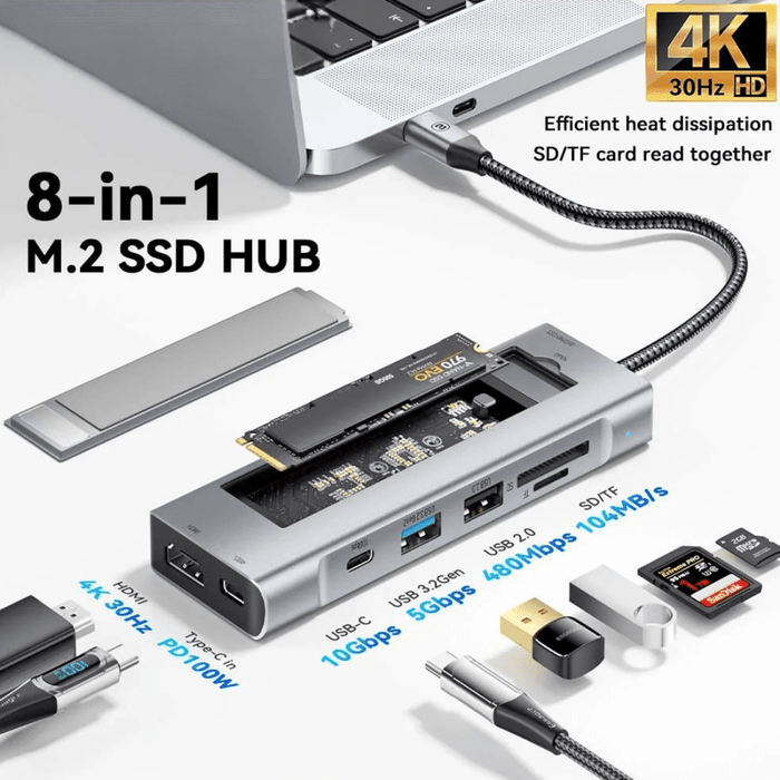 8 - in - 1 USB - C Docking Station for Laptops with Built - in SSD Storage 4K HDMI - Monsta Online