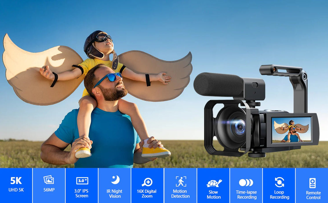 Professional UHD 5K Camcorder Video Camera with Night Vision - Vlogging Anti - Shaking Camera - Monsta Online