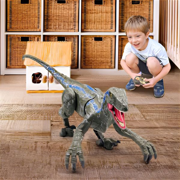 Velociraptor Remote Control Dinosaur Toy – LED Lights, Roaring Sounds & Rechargeable for Kids 4+ - Monsta Online