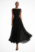 Vivienne Draped Pleated Midi Dress – Women's Sleeveless Fitted Wedding Guest Dress - Monsta Online