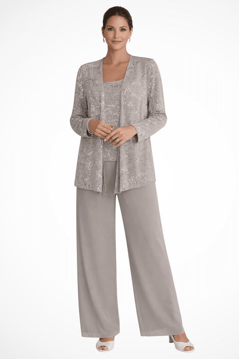 Miriam Sequin Lace Trouser Suit – Women's 3 - Piece Wide Leg Wedding Guest Suit - Monsta Online