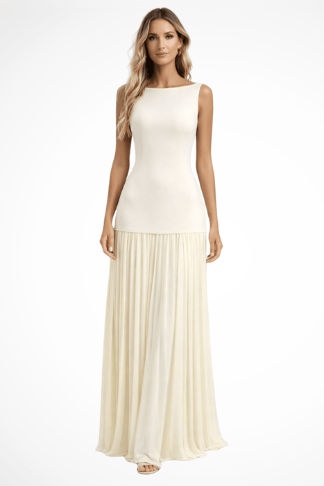 Eline Pleated Maxi Dress – Women's Elegant Sleeveless Floor - Length Formal Dress - Monsta Online