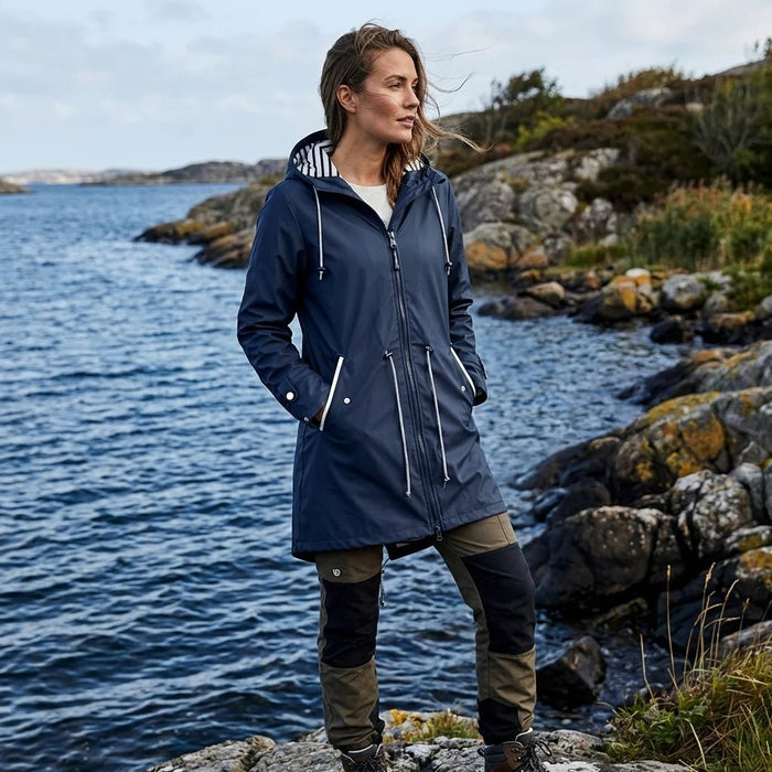 Women's Long Waterproof Rain Jacket – Windproof, Hooded & Breathable - Monsta Online