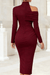 Delphina One Shoulder Midi Dress – Women's Asymmetric High Neck Draped Dress - Monsta Online