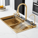 Modern 29.5" Stainless Steel Drop - In Waterfall Kitchen Sink with Pull Down Faucet - Monsta Online