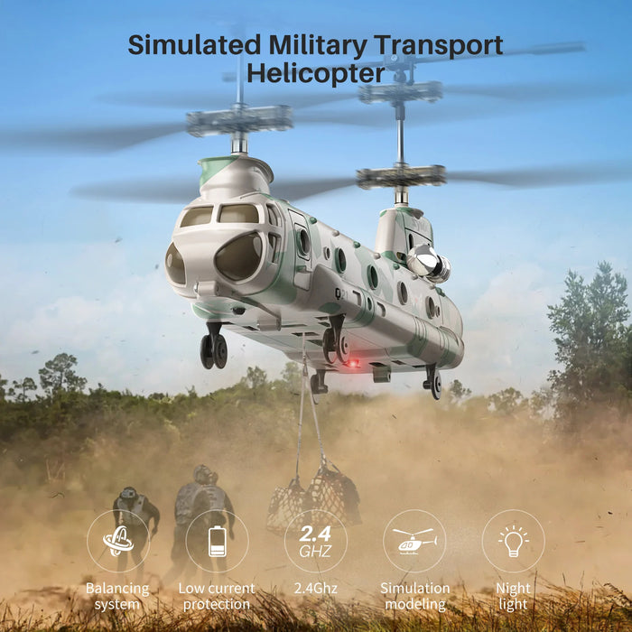S52H Chinook RC Military Helicopter for Kids – One - Key Takeoff, Altitude Hold & Crash Resistant – Army Transport Toy for Beginners - Monsta Online