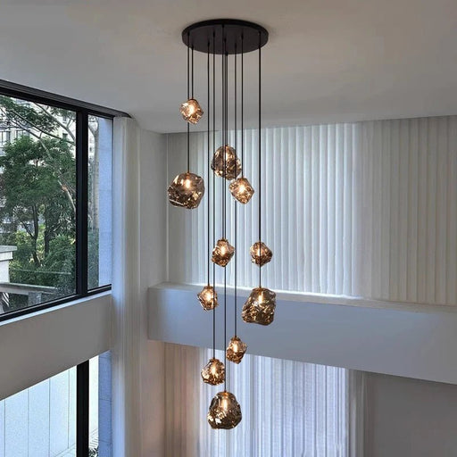 Nordic Staircase Chandelier – Dimmable LED Pendant Light for Grand Foyers & Villa Interiors - Monsta Online
