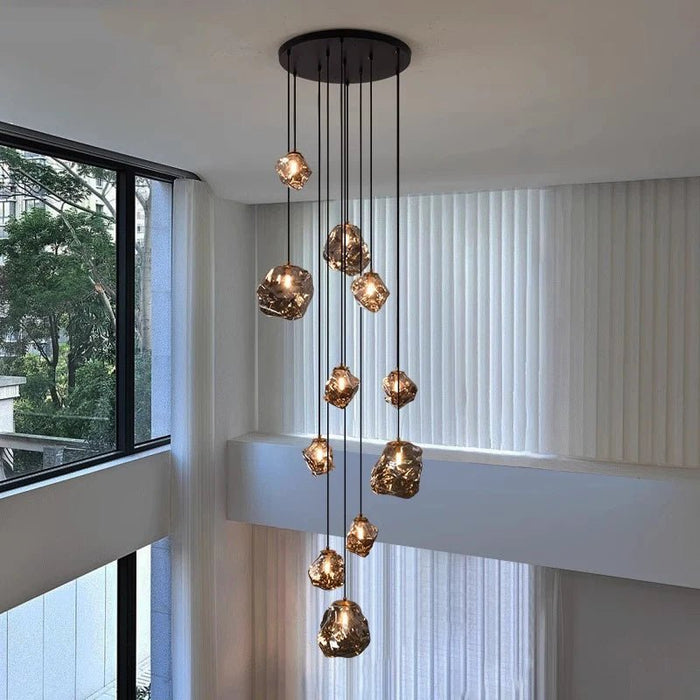 Nordic Staircase Chandelier – Dimmable LED Pendant Light for Grand Foyers & Villa Interiors - Monsta Online
