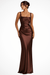 Vivienne Ruched Satin Maxi Dress Set – Women's Square Neck Wedding Guest Dress - Monsta Online