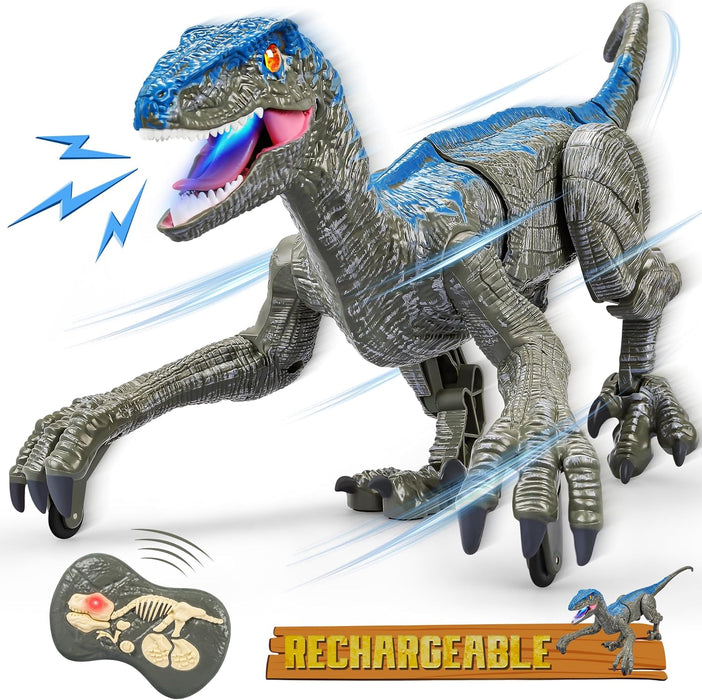 Velociraptor Remote Control Dinosaur Toy – LED Lights, Roaring Sounds & Rechargeable for Kids 4+ - Monsta Online