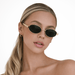Clarabelle Oval Sunglasses – Women's Slim Metal Frame Dark Tinted Lens Sunglasses - Monsta Online