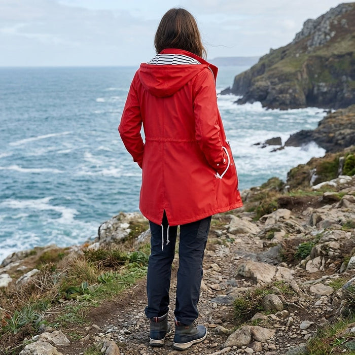 Women's Long Waterproof Rain Jacket – Windproof, Hooded & Breathable - Monsta Online