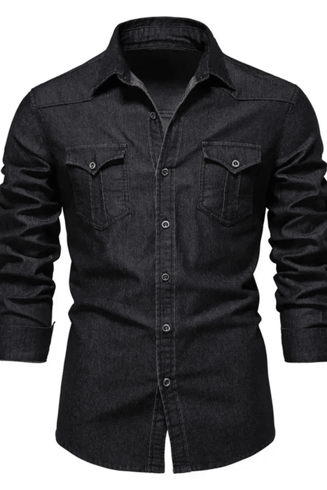 Aiden Denim Shirt – Men's Slim Fit Long Sleeve Button - Down Shirt - Monsta Online
