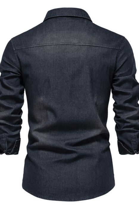 Aiden Denim Shirt – Men's Slim Fit Long Sleeve Button - Down Shirt - Monsta Online