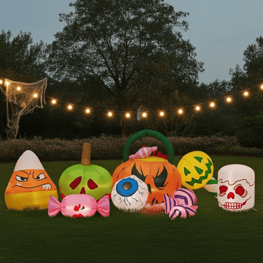 8FT Halloween Inflatable Pumpkins Eyeball Candy with Built - in LED Lights - Monsta Online