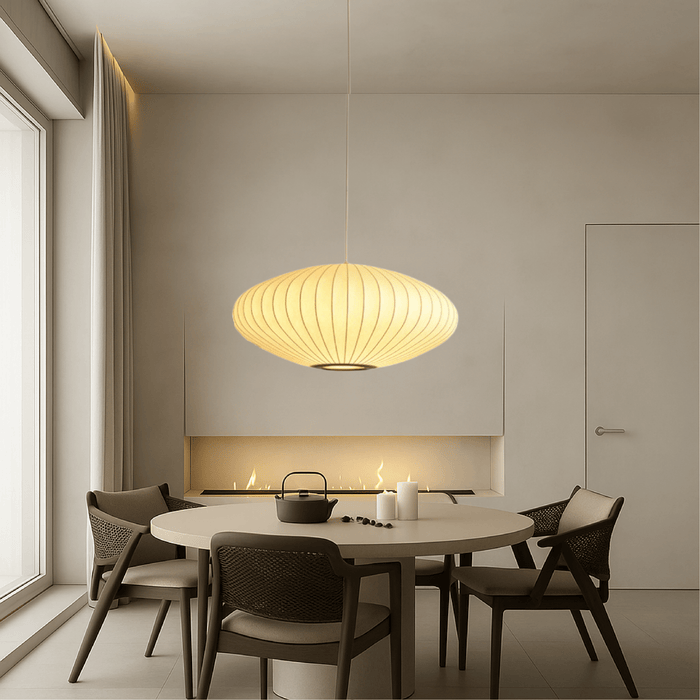 Italian Silk Pendant Light – Luxury Fabric Shade LED Fixture - Monsta Online