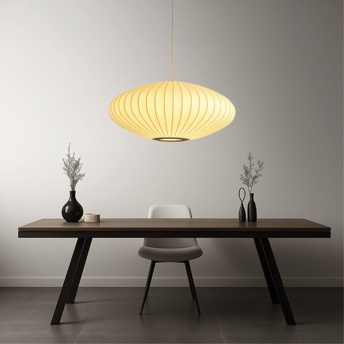 Italian Silk Pendant Light – Luxury Fabric Shade LED Fixture - Monsta Online
