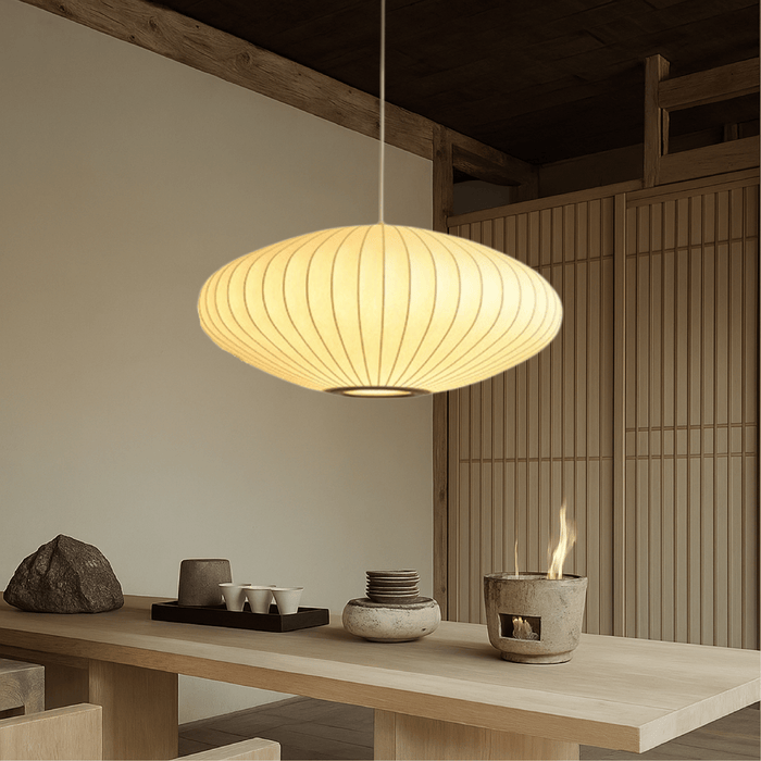 Italian Silk Pendant Light – Luxury Fabric Shade LED Fixture - Monsta Online