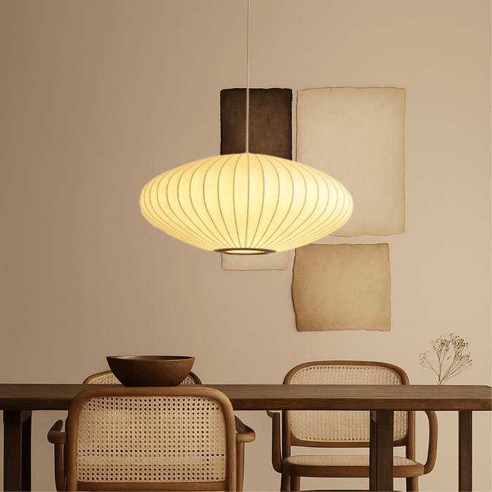 Italian Silk Pendant Light – Luxury Fabric Shade LED Fixture - Monsta Online