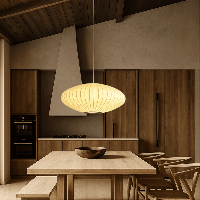 Italian Silk Pendant Light – Luxury Fabric Shade LED Fixture - Monsta Online