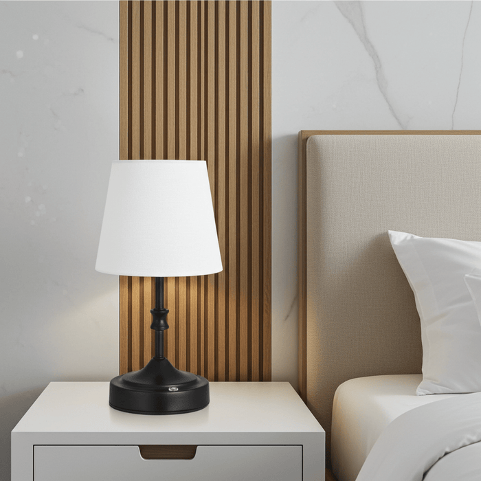 Cordless Rechargeable Table Lamp with Fabric Shade - 3 Dimmable Brightness Levels - Monsta Online