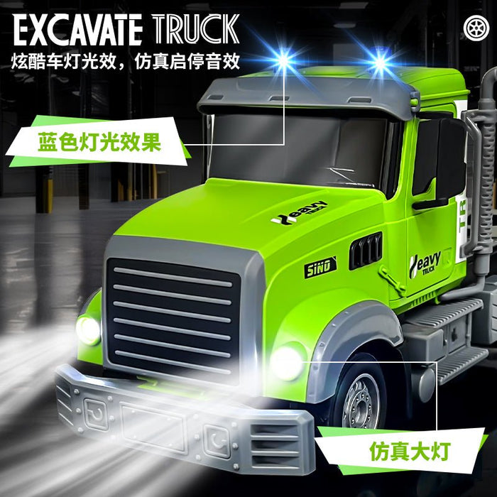 1:12 Scale RC Semi - Trailer Flatbed Truck with Excavator Radio Controled Toy Set for Kids with Dual Batteries - Monsta Online