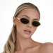 Clarabelle Oval Sunglasses – Women's Slim Metal Frame Dark Tinted Lens Sunglasses - Monsta Online