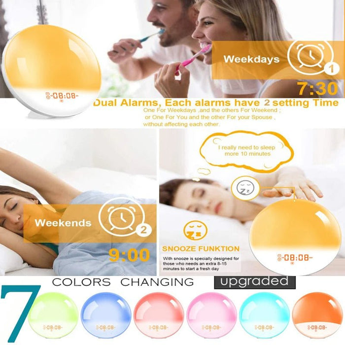 Soothing Sunrise Alarm Clock Lamp with Adjustable Brightness and White Noise - Monsta Online