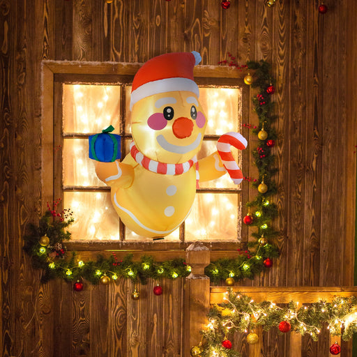 3FT Prelit Hanging Inflatable Gingerbread Man with LED Lights - Outdoor Christmas Window Decoration - Monsta Online