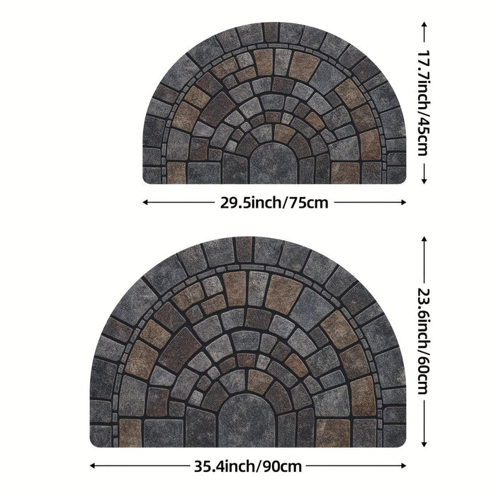 Half - Circle Mosaic Door Mat – Non - Slip Indoor & Outdoor Entryway Mat with Cobblestone Design - Monsta Online