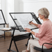 Professional Tempered Glass Drafting Table with Adjustable Angle and Bonus Stool - Monsta Online