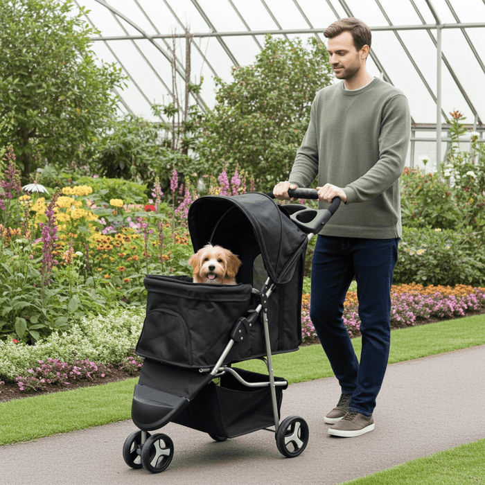 Premium Foldable 3 Wheel Pet Stroller with Cup Holder for Dogs and Cats - Monsta Online