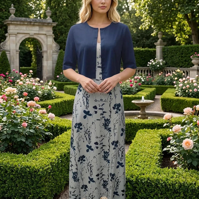 Women's Two - Piece Floral Dress Set – Crop Top & Round Neck Dress for Every Occasion - Monsta Online