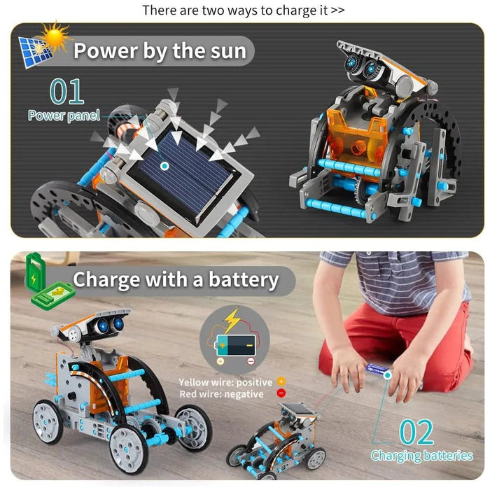 Monsta 12 - in - 1 Solar Robot Building Kit - STEM Educational Toy for Kids Age 8 - 12 - 190pc Screen - Free DIY Science Gift - Monsta Online