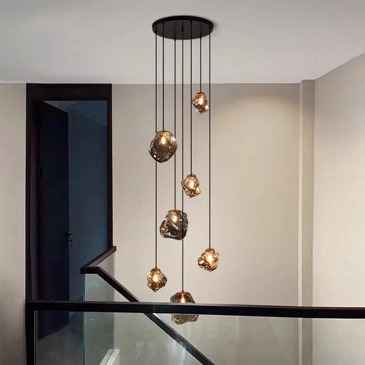 Nordic Staircase Chandelier – Dimmable LED Pendant Light for Grand Foyers & Villa Interiors - Monsta Online